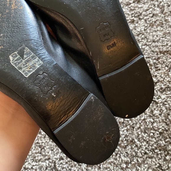 Tory Burch Jolie Ballet Flat Elastic Black Leather Patent Gold - Picture 6 of 11